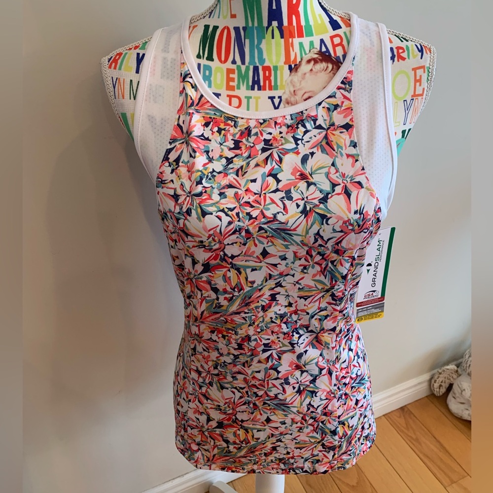 NWT Grand Slam Multicolor Floral Athletic Tank Top